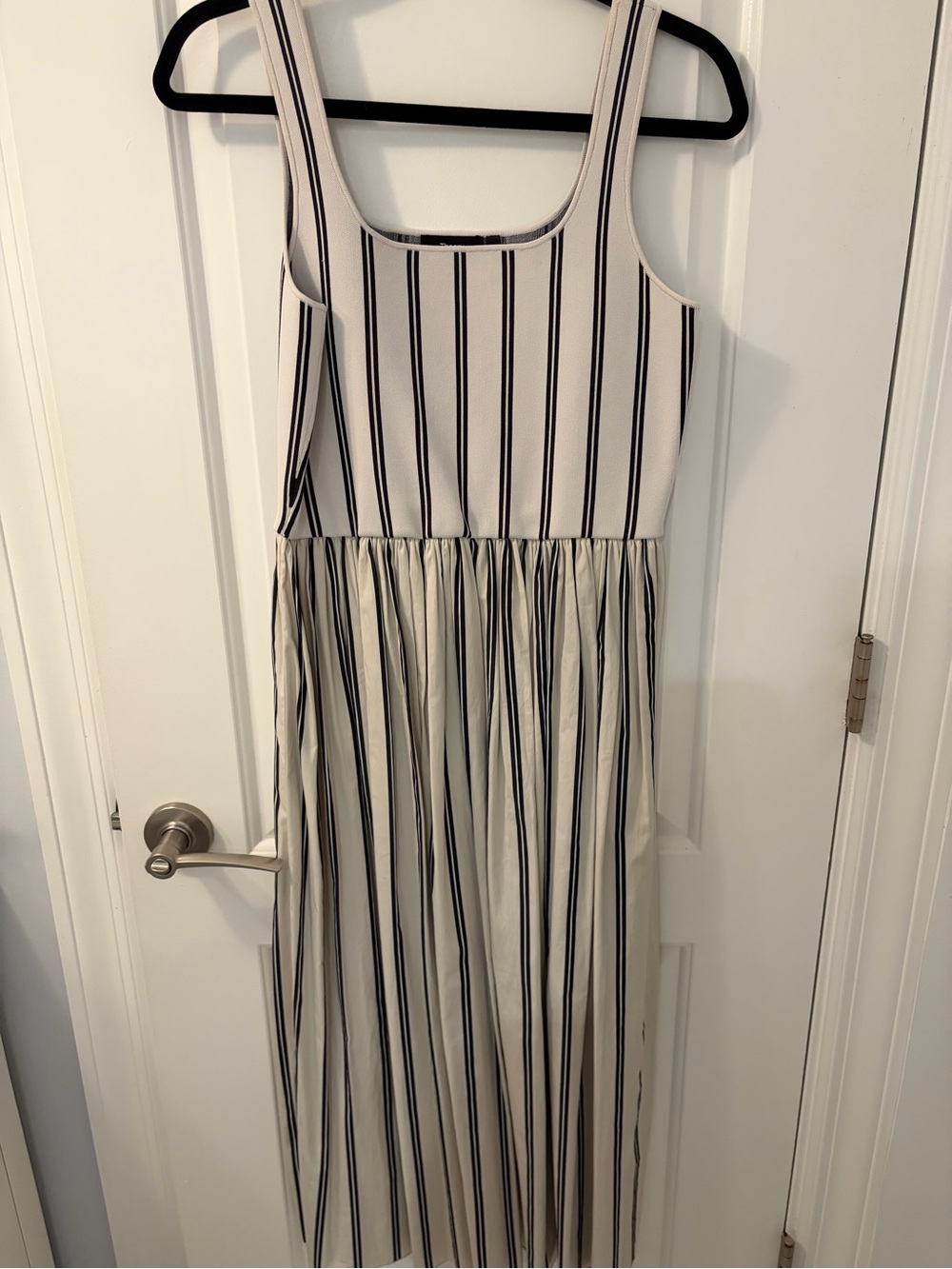 Theory Sleeveless Striped Midi Dress - beige and Black